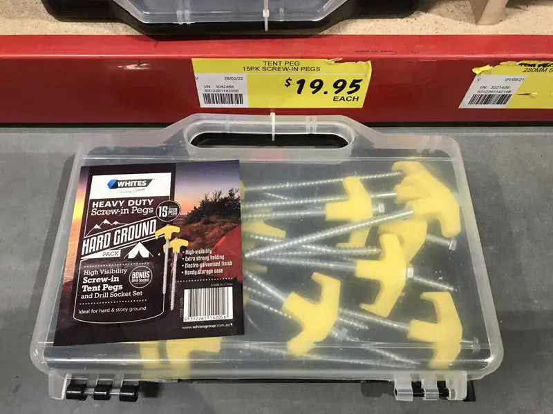Bunnings screw in tent pegs for hard ground